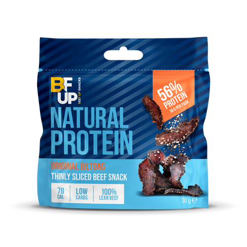 30g snack bag of Original flavoured biltong, manufactured by BFUP.
